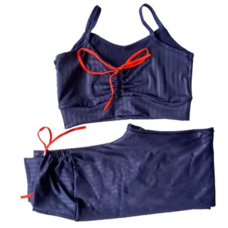 Top Tela e Legging Feminino Academia Suplex 3D - Raryel - Conj/3D preto