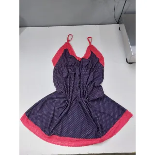 Pijama Plus Size Estampado Gestante Malha Fria Renda Sem Bojo - PRETO e ROSA