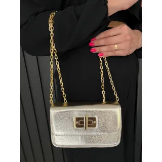 Alça Corrente Bolsa Feminina Transversal Metalizada Delicada