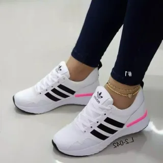 Adulto esportivo casual feminino confortável e leve tênis - PRETO/PINK