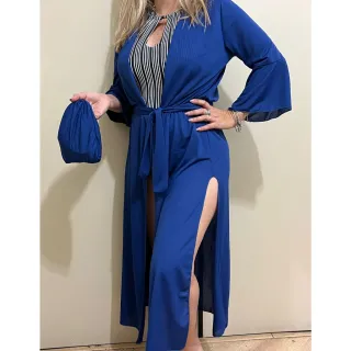 Kimono Longa Verão Moda Praia Piscina - Verde Bandeira