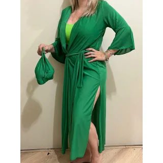 Kimono Longa Verão Moda Praia Piscina - Verde Bandeira