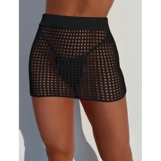 Moda praia feminina: saída de praia tricot curta, verão - Branco