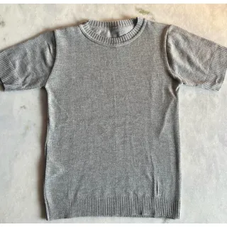 Decote Redondo Blusa Tricô Manga Curta Feminina - Verde Limão