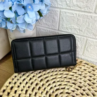 Bordada Feminina Carteira em 2 Zíper - Preto1102