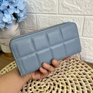 Bordada Feminina Carteira em 2 Zíper - Preto1102