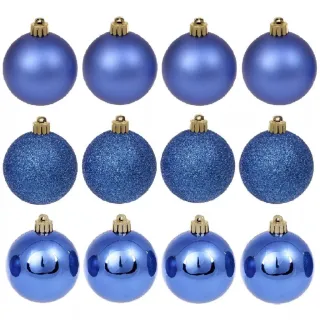 Enfeite Natalino Bolinha Kit 12 Unidades Cores Variadas 5cm - Prata