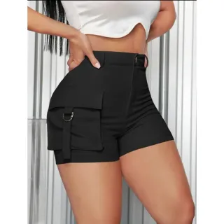 Estiloso Short Feminino de Alfaiataria com Modelagem Cargo - Pink