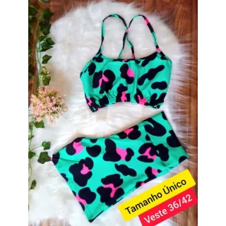 Conjunto Fitness Feminino Veste 36/42 Top + Short Academia Sem Bojo - CJ17