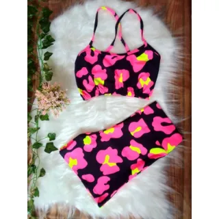 Conjunto Fitness Feminino Veste 36/42 Top + Short Academia Sem Bojo - CJ17