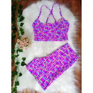 Conjunto Fitness Feminino Veste 36/42 Top + Short Academia Sem Bojo - CJ17