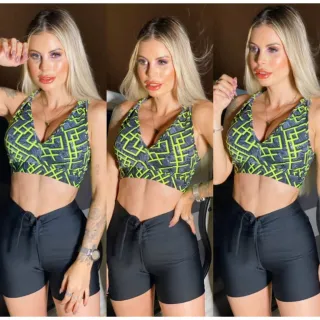 Shortinho Feminino Suplex Liso Cintura Alta - Academia Fitness - Cinza