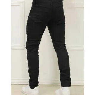 Calça Preta Masculina Slim Rasgada em Jeans de Alta Qualidade - Preto