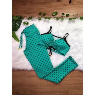 Top com bojo + Conjunto calça legging com cordinha - Uva alcinha