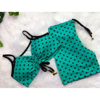 Conjunto short com cordinha e top com bojo para academia - Oncinha neon lateral