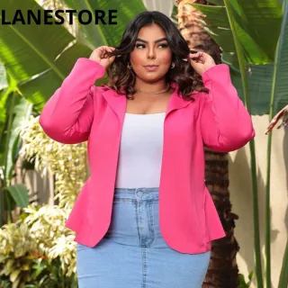 Moda Plus Size: Blazer Neopreme em Promoção - Azul Celeste