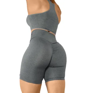 Top e Short Conjunto Academia Empina Bumbum - Cinza Mescla