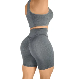 Top e Short Conjunto Academia Empina Bumbum - Cinza Mescla