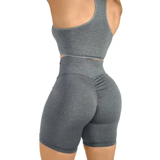 Top e Short Conjunto Academia Empina Bumbum - Cinza Mescla