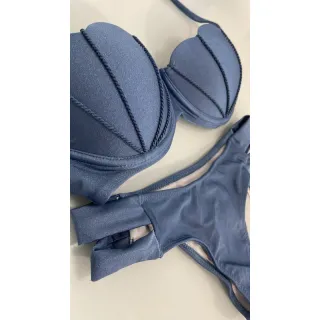 Modelo sereia biquini concha, duas tiras - Terracota