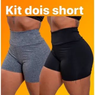 Moda fitness: Kit academia com dois shorts Suplex cintura alta - Dois mescla
