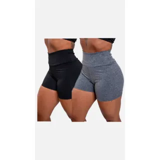 Moda fitness: Kit academia com dois shorts Suplex cintura alta - Dois mescla