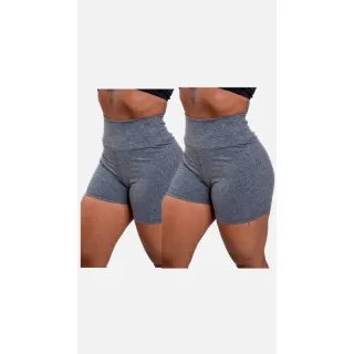 Moda fitness: Kit academia com dois shorts Suplex cintura alta - Dois mescla
