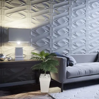 Decoração com Planta Artificial: Coqueiro + Vaso Marrom e Pedrinhas - Cinza