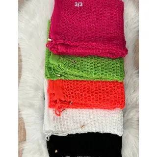 Moda praia: calça de tricô crochê neon em várias cores - Branco