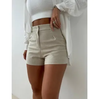 Linho feminino shorts de - Areia
