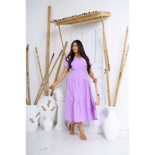 Dois babados estilo Zara: Vestido Midi Longuete Feminino em crepinho com Manga - P