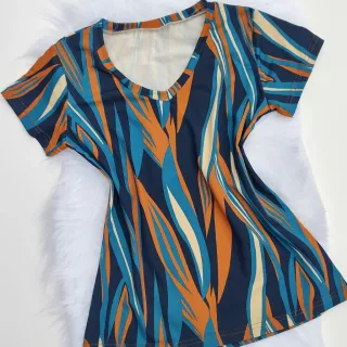 Viscolycra Listrada Casual Básica Feminina Blusa Camisa - Preta