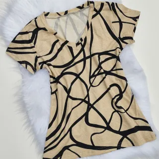 Viscolycra Listrada Casual Básica Feminina Blusa Camisa - Preta