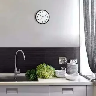 Pilha AA Relógio Analógico 25cm Decoração Sala Consultório Quarto - Preto