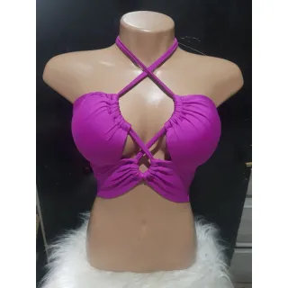 Suplex Cropped Top Feminino Tomara que Caia Com Bojo - Tamanho Único - Vermelho