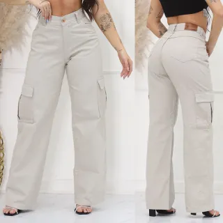 Calça Jeans Wide Leg Feminina - Cintura Alta, Tecido Grosso e Marmorizada - Marmorizada clara