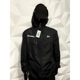 Promoção: Casaco corta vento masculino refletivo - Jaqueta de frio - Azul com preto