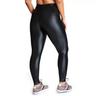 Cintura Alta Legging Cirre Lycra Brilho Molhado - Preto
