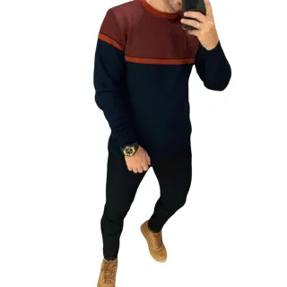 Blusa de frio masculina em lã/casaco/suéter - Cinza/preto ponto inglês