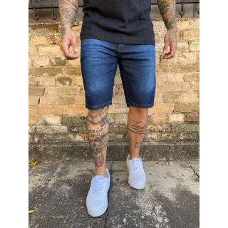 Modelos Premium Bermuda Masculina Jeans 100% Luxo - JEANS ESCURO