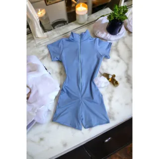 Feminino Preto Macaquinho Gringo Ziper Macacão Short - Rosa