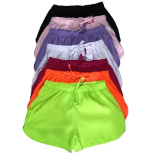 Moda Verão 2023: Short Feminino Leve Tactel para Caminhada, Academia e Praia - SHORT FEMININO - LARANJA