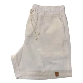 Bermuda Moda Praia Masculina Mauricinho em Brim Linho com Cadarço e Bolsos - Vinho