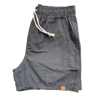 Bermuda Moda Praia Masculina Mauricinho em Brim Linho com Cadarço e Bolsos - Vinho