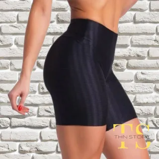 Treino Fitness 3D Curto Feminino - Academia, Empina Bumbum - Preto
