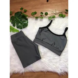 Top de alcinha reforçada + conjunto short para academia - Vermelho de alcinha