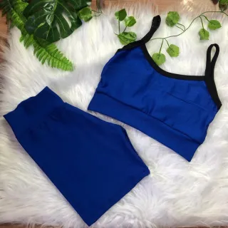 Top de alcinha reforçada + conjunto short para academia - Vermelho de alcinha
