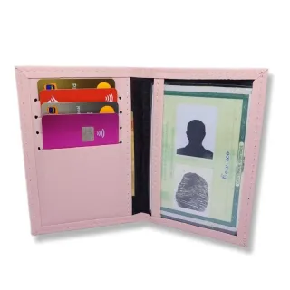 Porta Cartões de Couro Slim Masculino e Feminino - Café Tamanho CNH