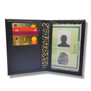 Porta Cartões de Couro Slim Masculino e Feminino - Café Tamanho CNH