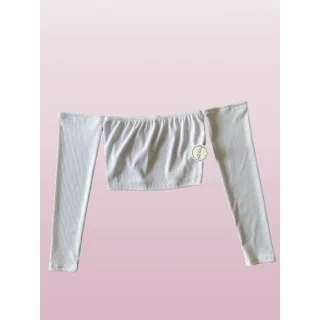 Canelado Cropped Feminino Ombro a Ombro - Várias Cores - Branco